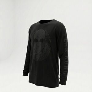 Headrush Men XL All Black Graphic Long Sleeve Shirt Streetwear Casual